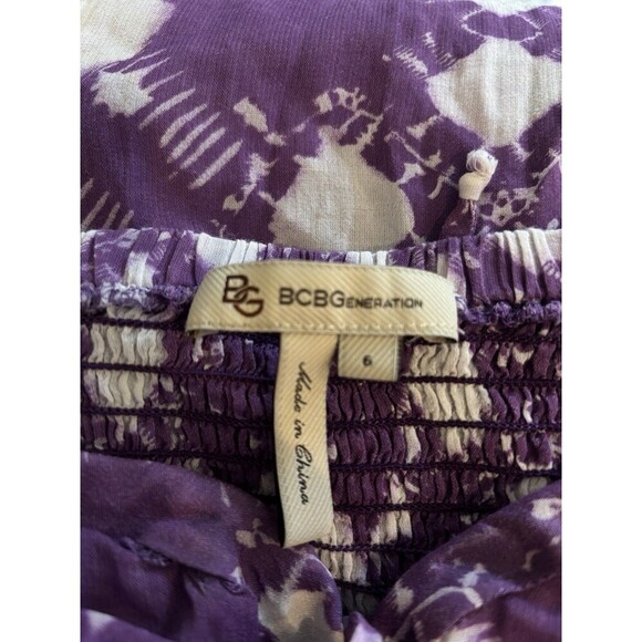 BCBG Maxazria Purple White Batik Halter/Strapless Maxi Summer Dress Small - Picture 4 of 4
